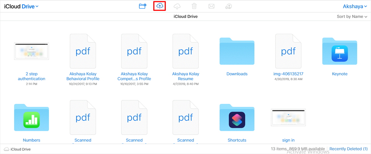 Dateien auf iCloud Drive hochladen